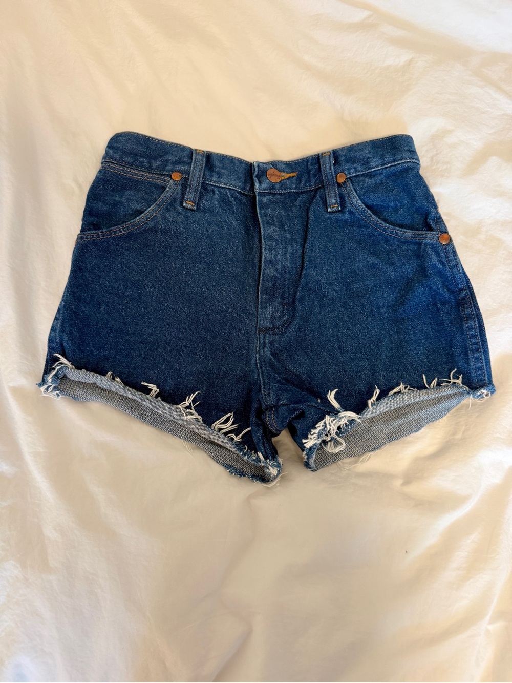 Vintage Wrangler Dark Blue High-Rise Cutoff Jean Shorts